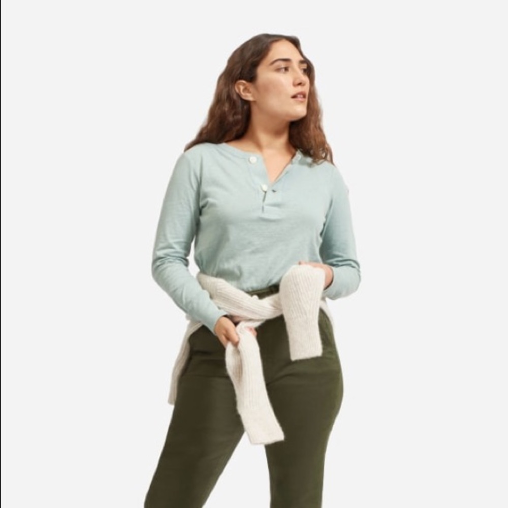Everlane ReCotton Henley in Pale Sage